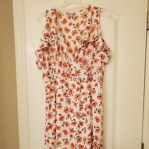 Spring floral high/low cold shoulder dress